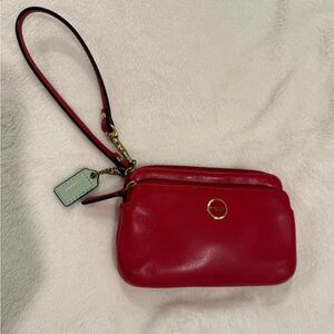 Coach Cherry Red Leather Wristlet